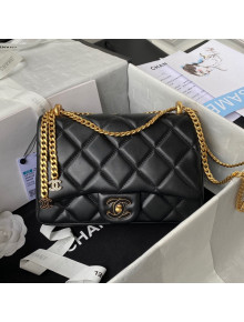 Chanel Lambskin & Enamel Small Flap Bag AS3112 Black 2021