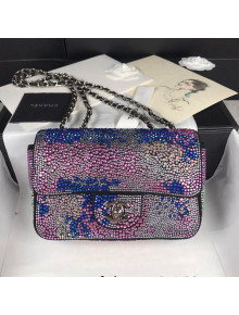 Chanel Crystal Allover Mini Flap Bag Blue/Purple/Silver 2021 