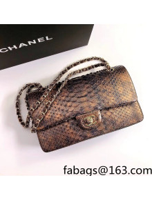 Chanel Pythonskin Embossed Leather Medium Calssic Flap Bag A01112 Gold 2022 04