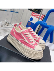 Chanel Canvas Platform Sneakers 5cm Pink 2022 030463