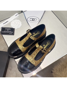 Chanel Sequins Loafers with Buckle Gold 2022 06