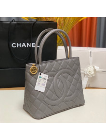 Chanel Vintage Grained Calfskin Large Top Handle Bag AS0814 Gray 2022