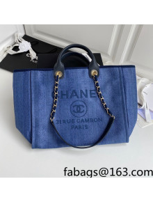 Chanel Deauville Canvas Medium Shopping Bag A67001 Denim Blue 2022  