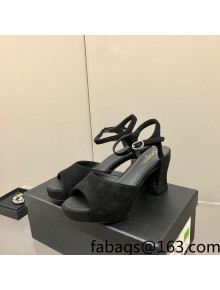 Chanel Suede High Heel Sandals Black 2022 032198