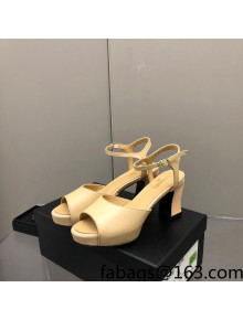 Chanel Lambskin High Heel Sandals Beige 2022 032199