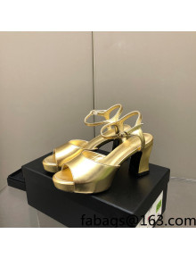 Chanel Lambskin High Heel Sandals Gold 2022 0321101