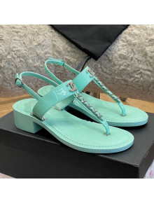 Chanel Patent Calfskin Heel Sandals 4.5cm G38200 Light Blue 2022