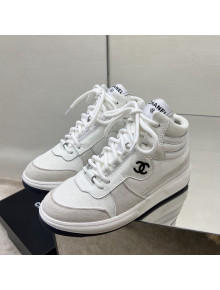 Chanel Fabric, Suede & Calfskin High top Sneakers G38804 White/Gray 2022