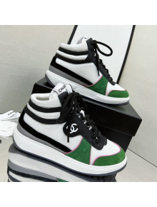 Chanel Fabric, Suede & Calfskin High top Sneakers G38804 White/Black/Green 2022