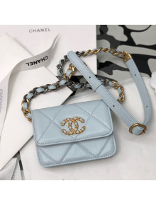 Chanel 19 Lambskin Mini Wallet on Chain WOC Blue 2022 41