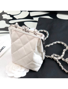 Chanel Lambskin & Plexi Clutch with Chain AP2496 White 2022 