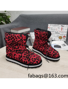 Dolce & Gabbana DG Leopard Print Down Snow Ankle Boots Red 2021 16