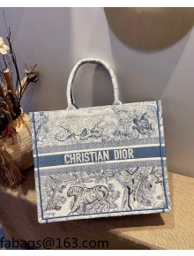 Dior Large Book Tote Bag in Blue Gradient Toile de Jouy Embroidery 2021 120142