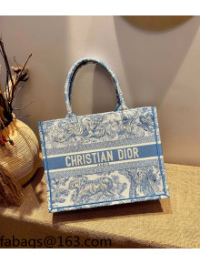 Dior Small Book Tote Bag in Blue Toile de Jouy Embroidery 2021 120147