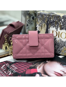 Dior Lady 5-Gusset Card Holder Wallet in Light Pink Patent Cannage Calfskin 2021