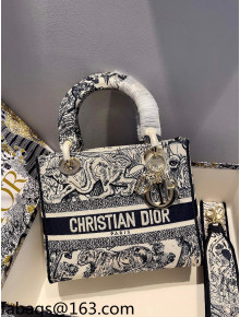 Dior Medium Lady D-Lite Bag in Black Toile de Jouy Embroidery 2021 120216