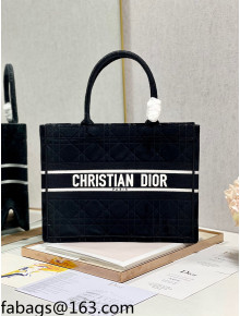 Dior Medium Book Tote Bag in Black Cannage Velvet 2021 120208