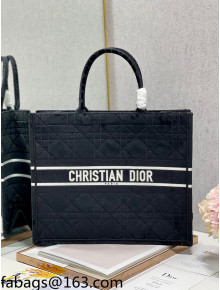 Dior Large Book Tote Bag in Black Cannage Velvet 2021 120209