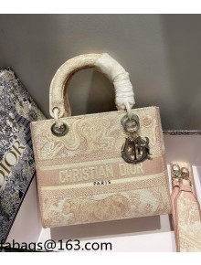 Dior Medium Lady D-Lite Bag in Pink Toile de Jouy Embroidery 2021 120218