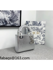 Dior Mini Lady Dior Bag in Silver Cannage 2021 120219