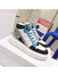 Dior D-Player Boot Sneakers in Quilted Nylon Blue Multicolor 2021 36