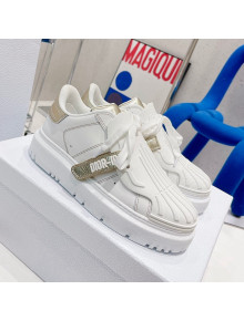 Dior DIOR-ID Sneakers in White Calfskin and Gold-Tone Laminate 2021 32