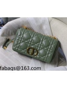 Dior Large Caro Chain Bag in Quilted Macrocannage Calfskin Olive Green 2021