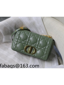 Dior Medium Caro Chain Bag in Quilted Macrocannage Calfskin Olive Green 2021