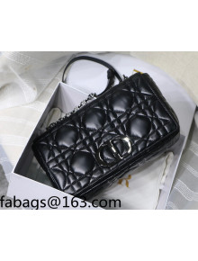 Dior Large Caro Chain Bag in Quilted Macrocannage Calfskin All Black 2021