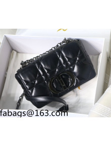 Dior Small Caro Chain Bag in Quilted Macrocannage Calfskin All Black 2021