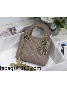 Dior Lady Dior Mini Bag in Taupe Brown Cannage Lambskin 2022 S8013 61