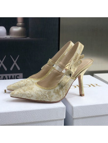 Dior J'Adior Slingback Pumps 9.5cm in Quake Oblique Embroidery White/Gold 2022