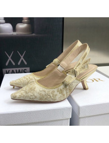 Dior J'Adior Slingback Pumps 6.5cm in Quake Oblique Embroidery White/Gold 2022