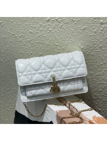 Dior Lady Dior Chain Pouch in Cannage Lambskin White 2022 M68H