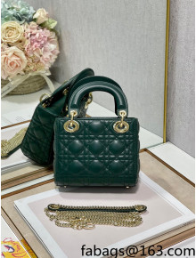 Dior Classic Lady Dior Lambskin Mini Bag Dark Green/Gold 2022 0505