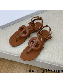 Dior Calfskin CD Flat Sandals Brown 2022 032230