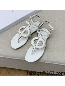 Dior Calfskin CD Flat Sandals White 2022 032228