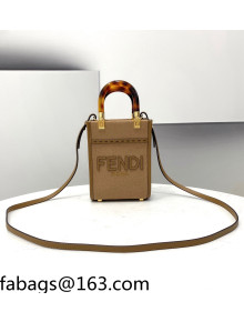 Fendi Sunshine Flannel Mini Shopper Tote Bag Beige 2021 8513