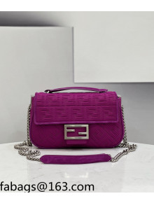 Fendi Baguette Medium Bag in Purple Texture FF Fabric 2021 8529