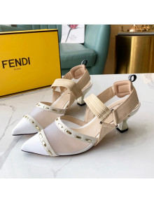 Fendi Colibrì Slingback Pumps 5.5cm in Black Mesh with Metal Stitches White 2022