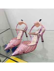 Fendi Colibrì Pleated High Heel Slingback Pumps 8.5cm Pink 2022