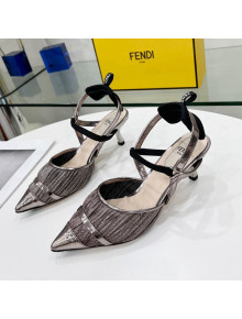 Fendi Colibrì Pleated High Heel Slingback Pumps 5.5cm Grey 2022