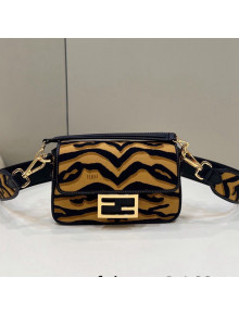 Fendi Baguette Mini Bag in Tiger Jacquard Fabric Black/Yellow 2022 8539