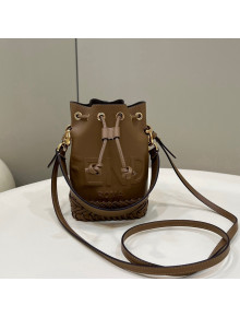 Fendi Mon Tresor Mini Bucket Bag with Braided Leather Charm Brown 2022 8537