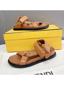 Fendi Feel Leather Flat Sandals Brown 2022 032235