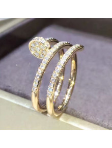 Cartier Yellow Gold Nologo Juste un Clou Ring with Paved Diamonds 11