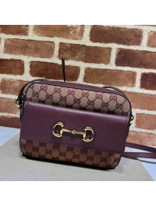 Gucci Horsebit 1955 GG Canvas Small Bag 645454 Burgundy 2021 