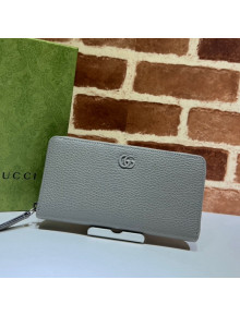 Gucci GG Marmont Zip Around Leather Long Wallet 456117 Grey 2021 