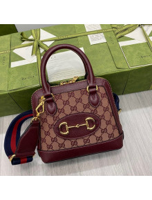 Gucci Horsebit 1955 GG Canvas Mini Top Handle Bag 640716 Burgundy/Beige 2021