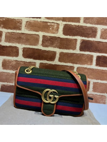 Gucci GG Marmont Wool Fabric Small Shoulder Bag 443497 Dark Green 2021